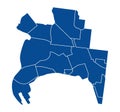 Outline map of Melbourne districts